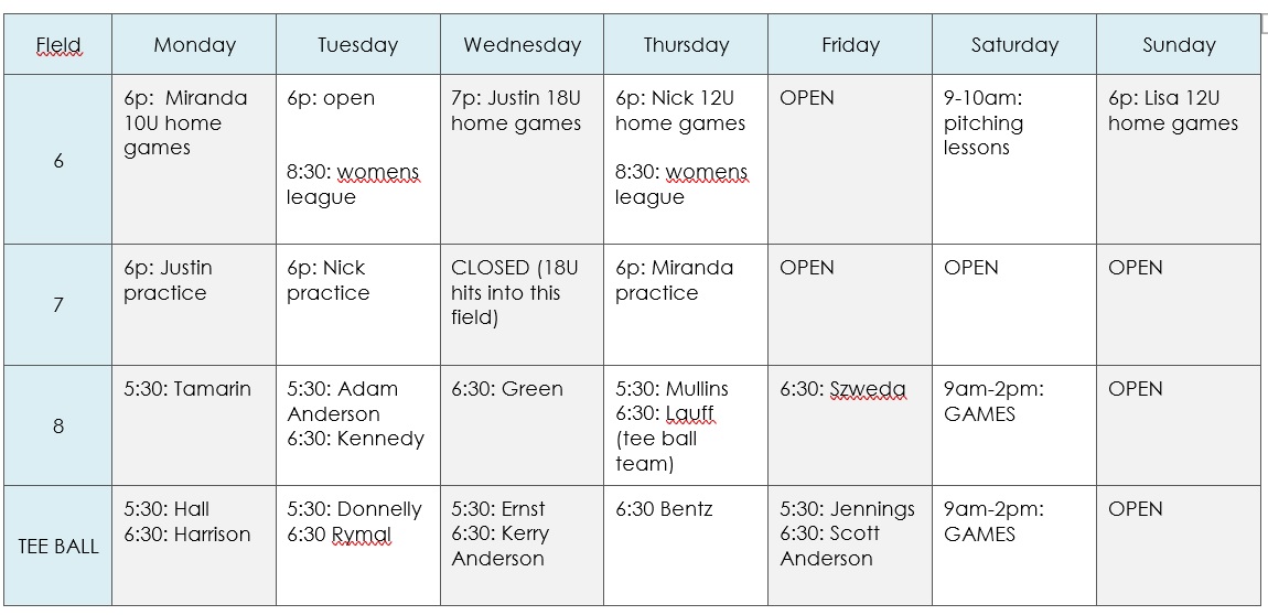 Field Schedule